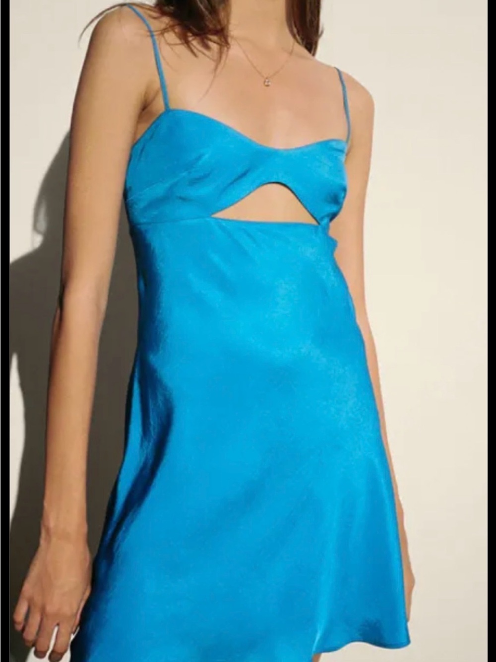 Ciao Lucia Blue Satin Cutout Slip Dress M